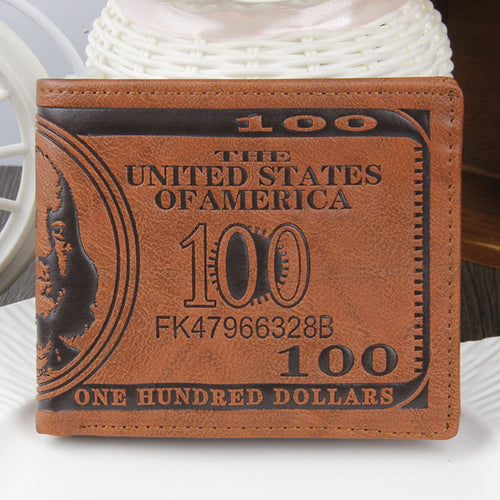Goforward US Dollar Bill Wallet Brown PU Leather Wallet Bifold Credit Card Po ILML