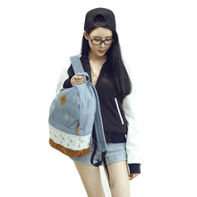 Goforward Women Fresh Denim Lace Backpack Girls Teenager School Bags Ladies Casual Travel Canvas Backpack  ILML