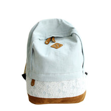 Goforward Women Fresh Denim Lace Backpack Girls Teenager School Bags Ladies Casual Travel Canvas Backpack  ILML