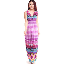Large Size Sexy Deep V Neck Peacock Shape Bohemia Long Beach Dress Casual Tourism Maxi Dresses ILML