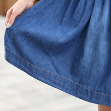 Plus Size Women Clothing Denim Dress Slim Cowboy Casual A Line Dress With Buttons ILML