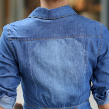Plus Size Women Clothing Denim Dress Slim Cowboy Casual A Line Dress With Buttons ILML
