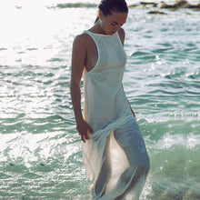 Chiffon Dresses Sexy Women White Beach Dress Casual O-Neck Backless Long Maxi Dress LY3 ILML