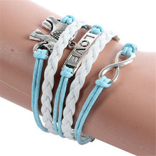 Infinity Braid Love Elephants Chain Leather Charm Plated Silver DIY Bracelet ILML