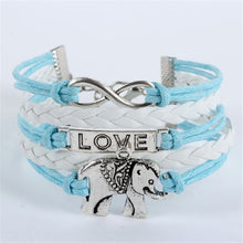Infinity Braid Love Elephants Chain Leather Charm Plated Silver DIY Bracelet ILML