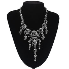 Gothic Punk Style Retro Necklace Silver Bronze Vintage Necklace Pirate Skull Cluster Rhinestone Necklaces Boho Jewelry ILML