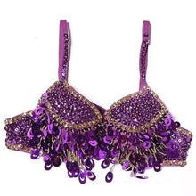 Pteris Belly Dance Beaded Crystal Sequin Bra Top Wine Bar Nightclub Rave DJ Dancewear 9 Colors ILML