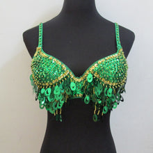 Pteris Belly Dance Beaded Crystal Sequin Bra Top Wine Bar Nightclub Rave DJ Dancewear 9 Colors ILML