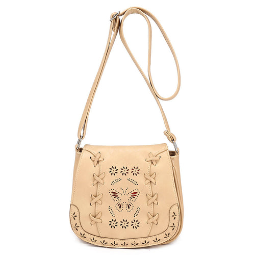 Retro Women's hbags Leather Hollow Bow Floral pattern Tote Shoulder Crossbody Satchel Vintar Messenger Bag  ILML