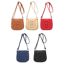 Retro Women's hbags Leather Hollow Bow Floral pattern Tote Shoulder Crossbody Satchel Vintar Messenger Bag  ILML