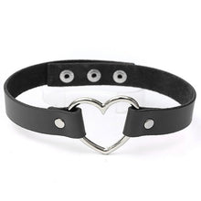 Punk Women Ladies Gothic Leather Choker Heart Chain Spike Rivet Buckle Collar Necklace ILML