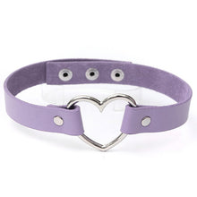 Punk Women Ladies Gothic Leather Choker Heart Chain Spike Rivet Buckle Collar Necklace ILML