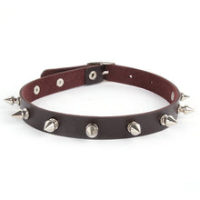 Punk Women Ladies Gothic Leather Choker Heart Chain Spike Rivet Buckle Collar Necklace ILML