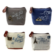 Retro Women Coin Bag Purse Wallet Card Case Hbag Gift Eiffel Tower Camera bicycle car Bolsas Femmes  ILML