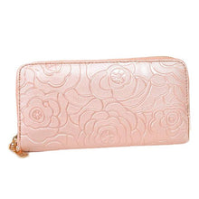 Goforward Lady Women Zipper Leather Clutch Wallet Long Card Rose Embossed Wallet  ILML
