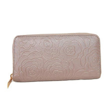 Goforward Lady Women Zipper Leather Clutch Wallet Long Card Rose Embossed Wallet  ILML