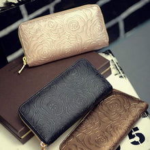 Goforward Lady Women Zipper Leather Clutch Wallet Long Card Rose Embossed Wallet  ILML