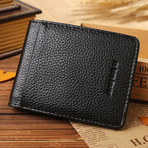 Goforward Mens Leather Wallet Silver Money Clip ID Credit Purse  ILML