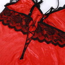 Sexy Lingerie Women Lace Dress Red Babydoll Sleepwear G-string Underwear Sets  ILML