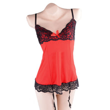 Sexy Lingerie Women Lace Dress Red Babydoll Sleepwear G-string Underwear Sets  ILML