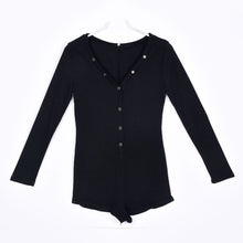 Sexy Women V-Neck Button Long Sleeve Jumpsuit Bodycon Rompers Shorts Bodysuit ILML