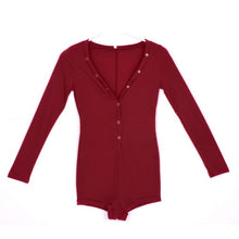 Sexy Women V-Neck Button Long Sleeve Jumpsuit Bodycon Rompers Shorts Bodysuit ILML