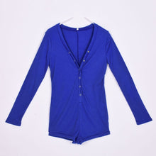 Sexy Women V-Neck Button Long Sleeve Jumpsuit Bodycon Rompers Shorts Bodysuit ILML