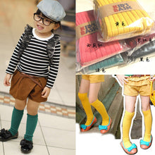 Toddler Baby Socks School Cotton Knee High Kids Boys Girls Socks Candy Colors 1-8Y 5 Colors ILML