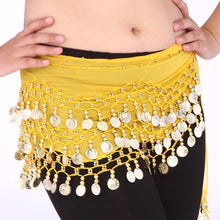Women Belly Dance Dancing 3 Rows Hip Skirt Scarf Wrap Belt Hipscarf with 128 Coins For  ILML