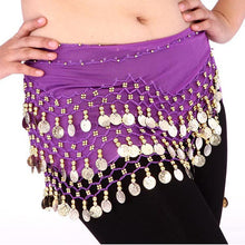 Women Belly Dance Dancing 3 Rows Hip Skirt Scarf Wrap Belt Hipscarf with 128 Coins For  ILML