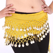 Women Belly Dance Dancing 3 Rows Hip Skirt Scarf Wrap Belt Hipscarf with 128 Coins For  ILML