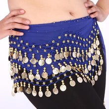 Women Belly Dance Dancing 3 Rows Hip Skirt Scarf Wrap Belt Hipscarf with 128 Coins For  ILML