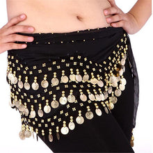 Women Belly Dance Dancing 3 Rows Hip Skirt Scarf Wrap Belt Hipscarf with 128 Coins For  ILML