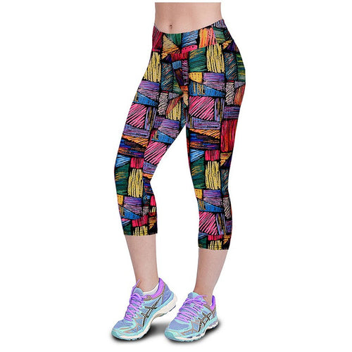 High Waist Pants Printed Stretch Cropped Leggings ILML