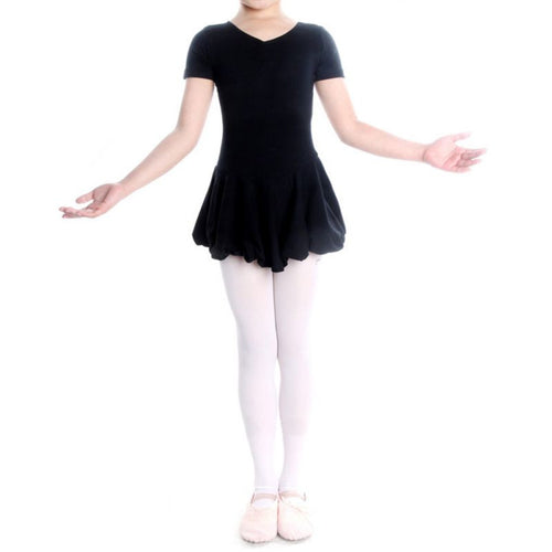 Kid Girls Short Sleeve Leotard Gymnastics Cotton Ballet Dance Dress Dancewear ILML