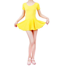 Kid Girls Short Sleeve Leotard Gymnastics Cotton Ballet Dance Dress Dancewear ILML