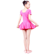 Kid Girls Short Sleeve Leotard Gymnastics Cotton Ballet Dance Dress Dancewear ILML