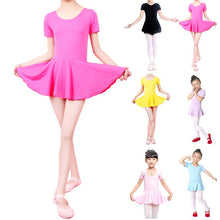 Kid Girls Short Sleeve Leotard Gymnastics Cotton Ballet Dance Dress Dancewear ILML