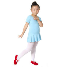 Kid Girls Short Sleeve Leotard Gymnastics Cotton Ballet Dance Dress Dancewear ILML