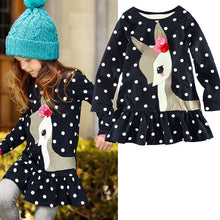 Kids Baby Girls Long Sleeve Lace Dress One-piece Dots Deer Cotton Dresses Toddlers Clothes ILML