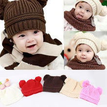 Kids Baby Warm Crochet Hats Knitted Two Balls Beanies Knit Sweater Cap Earflap Hat ILML