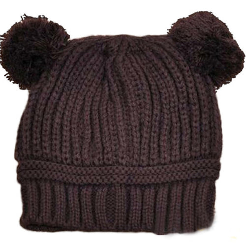 Kids Baby Warm Crochet Hats Knitted Two Balls Beanies Knit Sweater Cap Earflap Hat ILML