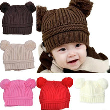 Kids Baby Warm Crochet Hats Knitted Two Balls Beanies Knit Sweater Cap Earflap Hat ILML