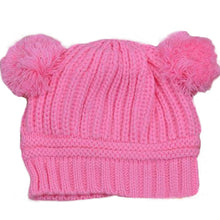 Kids Baby Warm Crochet Hats Knitted Two Balls Beanies Knit Sweater Cap Earflap Hat ILML