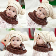 Kids Baby Warm Crochet Hats Knitted Two Balls Beanies Knit Sweater Cap Earflap Hat ILML