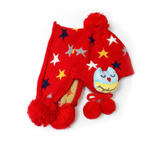 Kids Boys Girls Crochet Warm Beanie Five Pointed Star Baby Earflap Hat ScarfCap 2pcs ILML