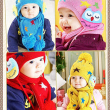 Kids Boys Girls Crochet Warm Beanie Five Pointed Star Baby Earflap Hat ScarfCap 2pcs ILML