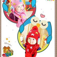 Kids Boys Girls Crochet Warm Beanie Five Pointed Star Baby Earflap Hat ScarfCap 2pcs ILML