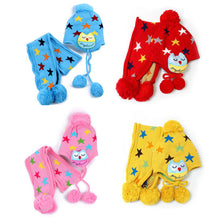 Kids Boys Girls Crochet Warm Beanie Five Pointed Star Baby Earflap Hat ScarfCap 2pcs ILML