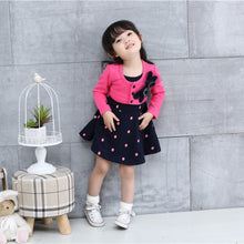Kids Girl Princess Dress Floral Long Sleeve Fake Two Piece Dots Cotton Dress Girls Clothes 2-4Years ILML
